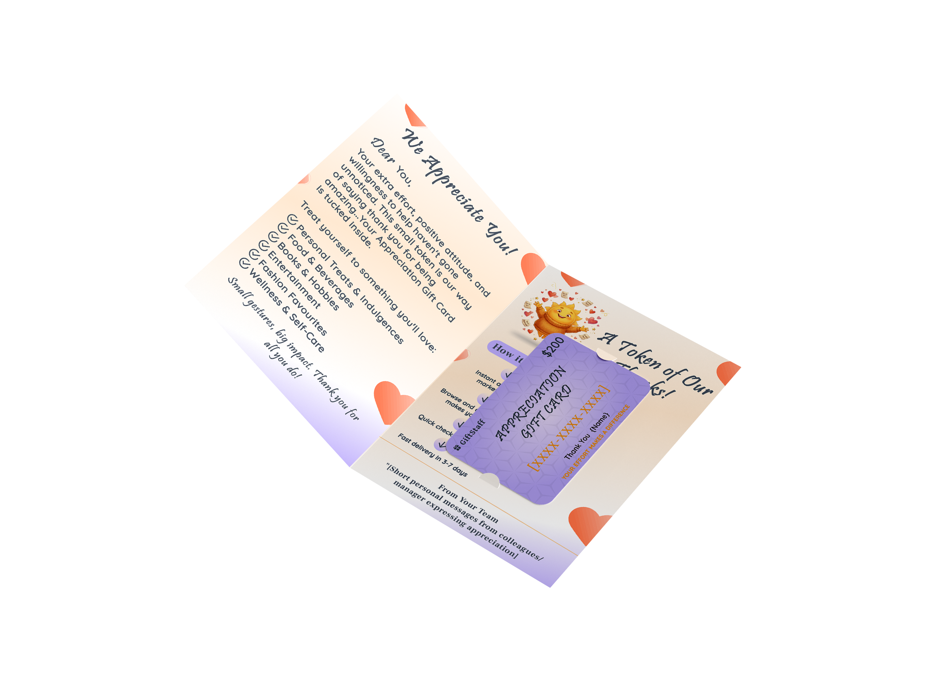 Appreciation gift card