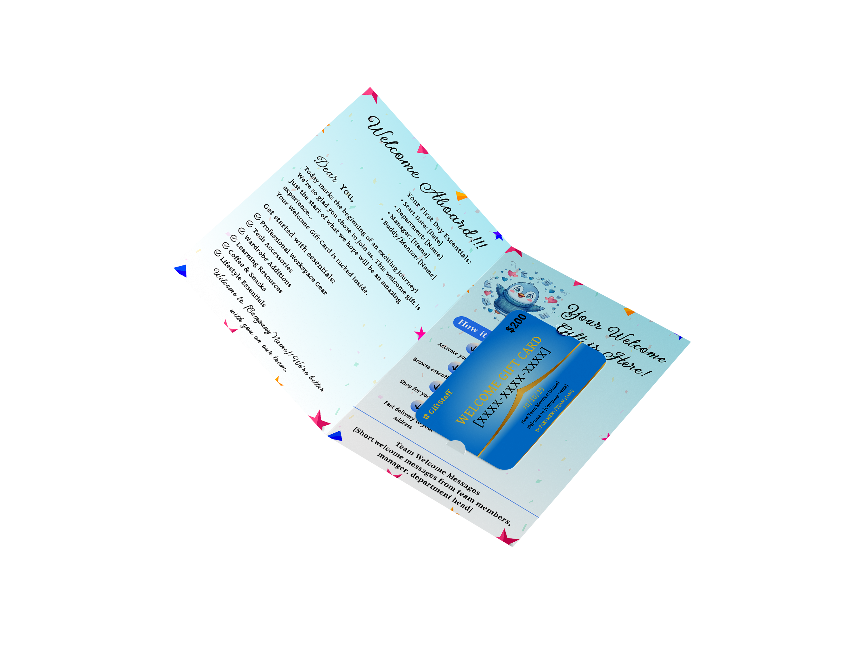 Welcome gift card