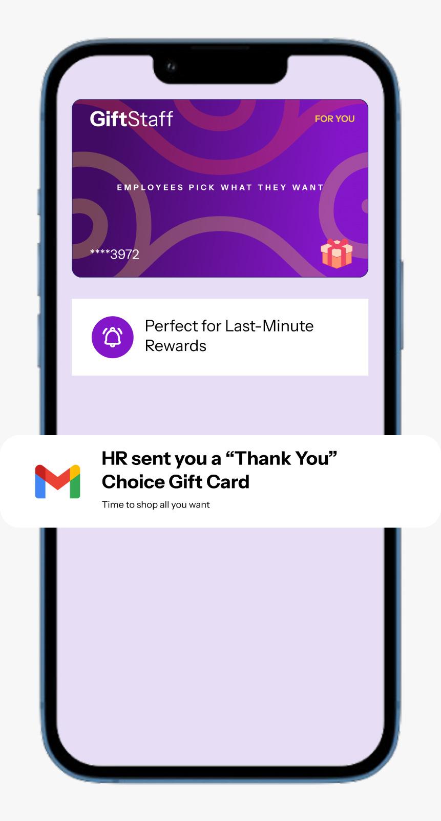 GiftStaff card on mobile